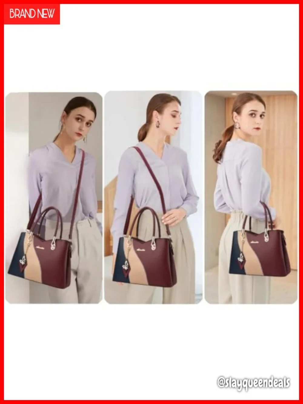 Women's Satchel Tote PU Leather Shoulder Handbag with Crossbody Strap